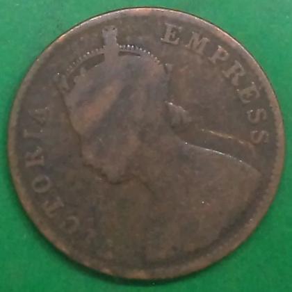 1901 QUARTER ANNA QUEEN VICTORIA EMPRESS KOLKATA MINT  #15