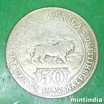 1942 EAST AFRICA HALF SHILLING ROYAL MINT SILVER COIN EF292
