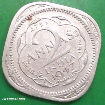 1947 2 ANNA KGVI King George VI  KOLKATA CALCUTTA MINT Commemorative coin