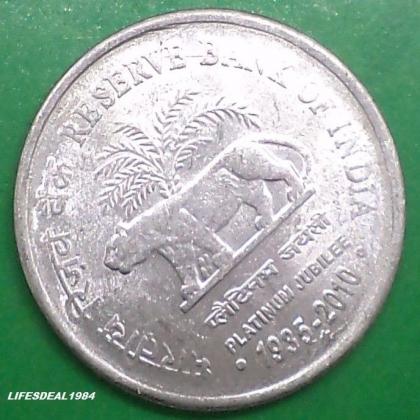 2010 HYDERABAD MINT UNC 1 RUPEE RBI RESERVE BANK OF INDIA STEEL COMMEMORATIVE COIN