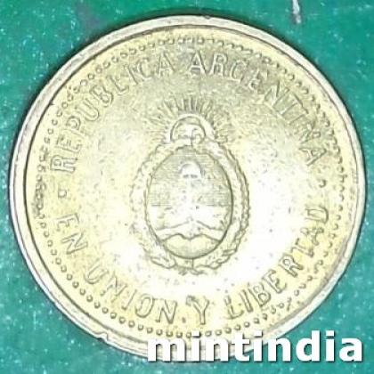 ARGENTINA 10 CENTAVOS NON MAGNETIC REDDED EDGE COIN JK258