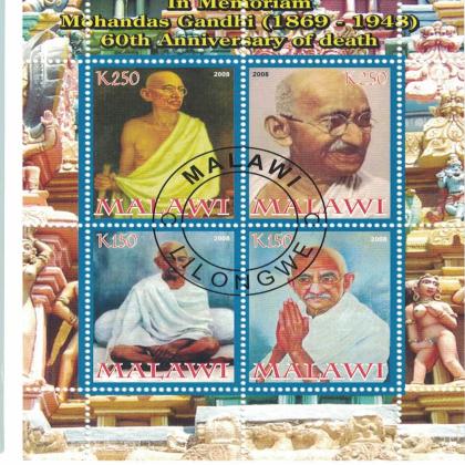 MALAWI MAHATMA GANDHI 1869 to 1948 miniature sheet