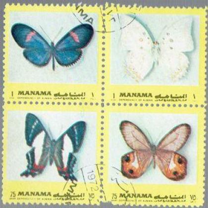 MANAMA BUTTER FLY THEME BLOCK OF 4 STAMPS