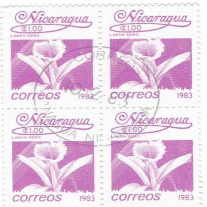NICARAGUA 1983 CORREOS LAELLA FLOWER  THEME BLOCK OF 4 STAMPS