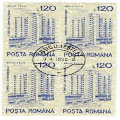ROMANIA FELIX BUILDING THEME BLOCK OF 4 STAMPS