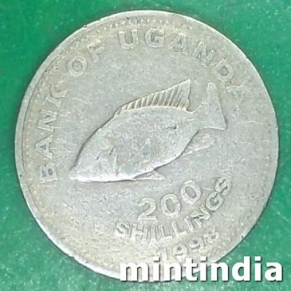 UGANDA 1998 200 SHILLING s NATIONAL ARM COIN JK473