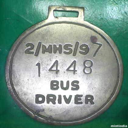 Vintage Brass bus Driver Medal Ahmedabad Batch Billa